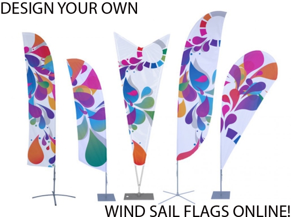 These Custom, Brightly Colored Dye-Implemented Sail Banners are an ideal alternative to regular banners and flags, as these banners last longer and are easy to reposition either indoors or outdoors